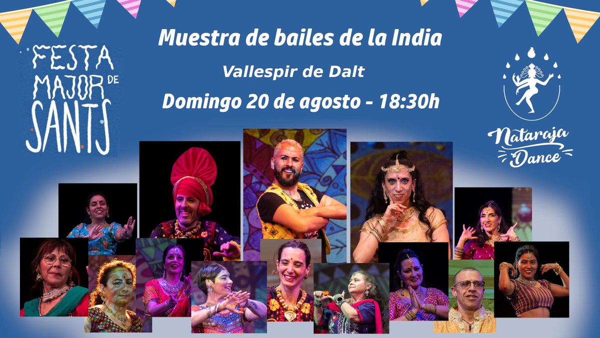 nataraja_dance's tweet photo. Nos vemos esta tarde en la calle Vallespir, en la Festa Major de Sants! Muestra de bailes de la India con nuestras queridas alumnas y alumnos!
#festamajorsants #fmsants2023 https://t.co/JvYxuU0flk