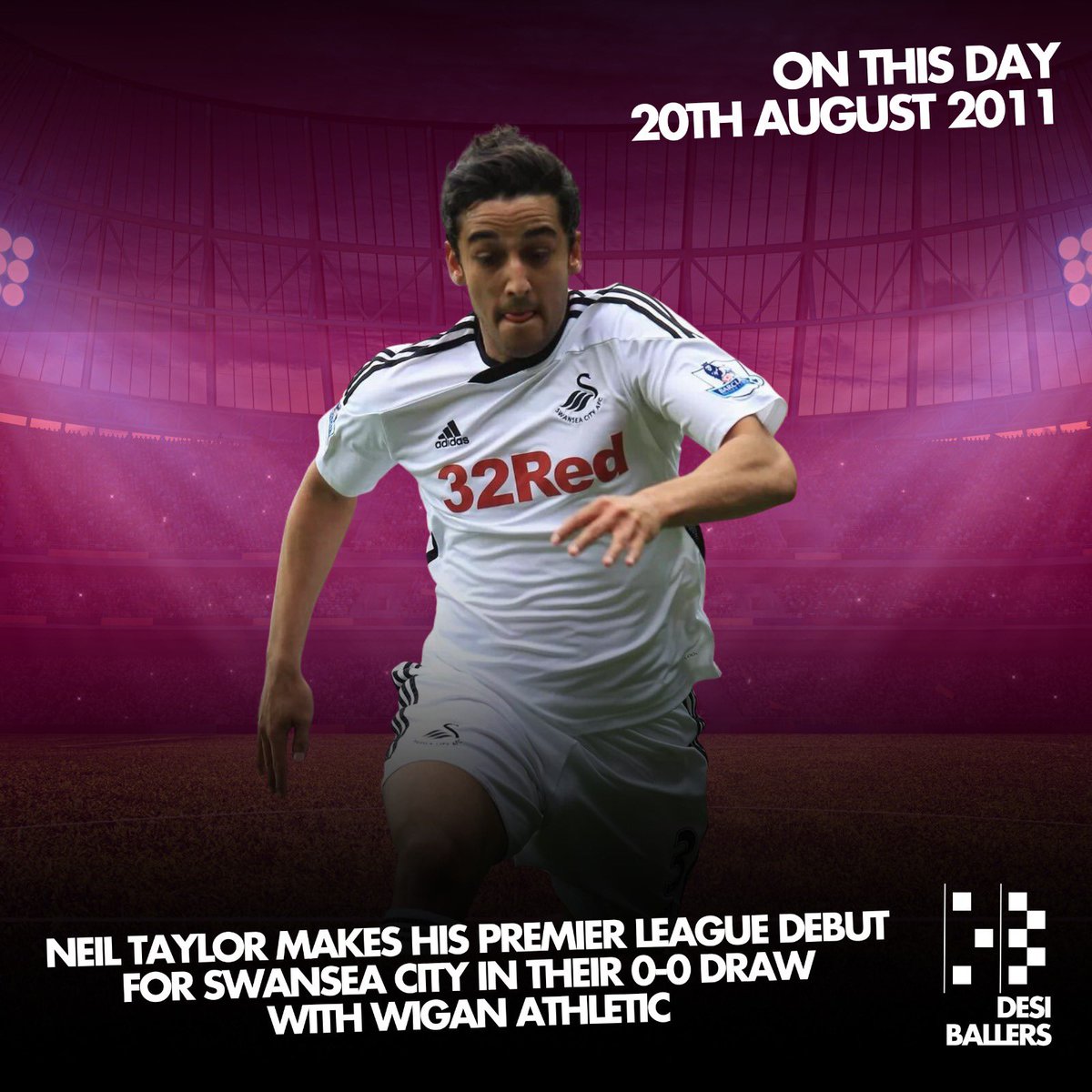 desiballers's tweet photo. #onthisday (2011): Neil Taylor makes his Premier League debut for Swansea City in their 0-0 draw with Wigan Athletic.
#neiltaylor #swanseacity #swans #asiansinfootball #desiballers https://t.co/12HY6FXswu