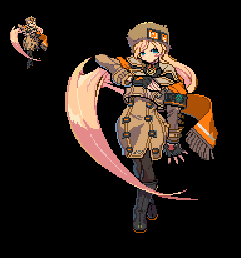 #ドット絵
髪の毛で戦う美人