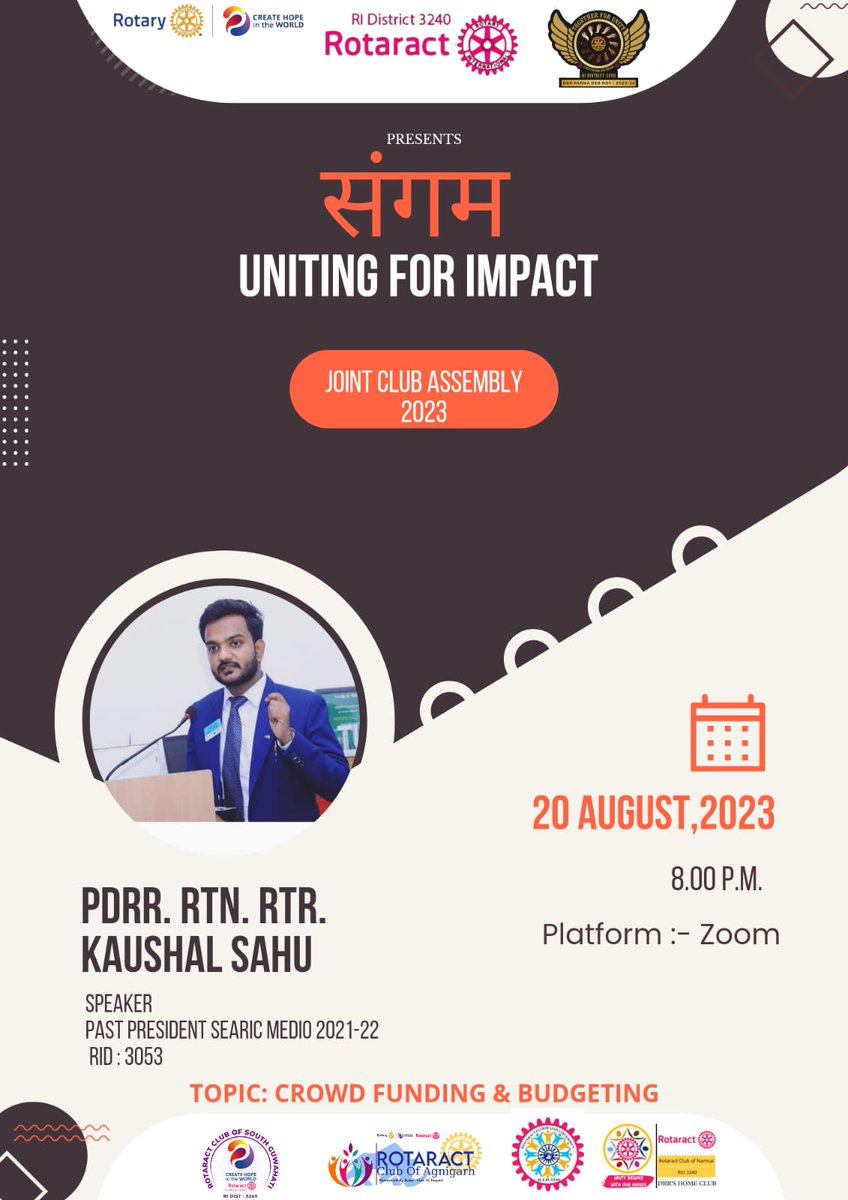 Kaushalsahu1496's tweet photo. Will be speaking on "Crowdfunding & Budgeting" in the Joint club Assembly of @Rotaract3240
@Rotary @rotaract
#Rotaract #Rotary #Training #Club_Assembly #Rotaract3240 https://t.co/T5ko5OxI4J