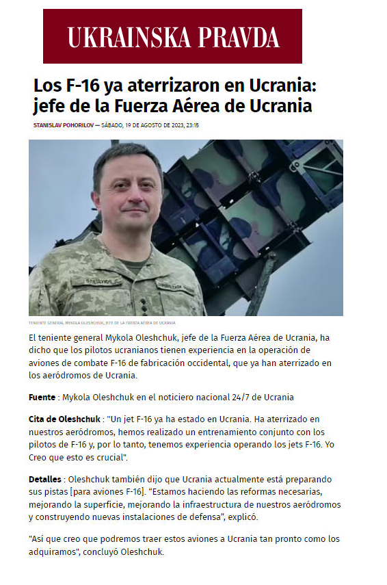 [情報] 傳首架F-16抵達烏克蘭