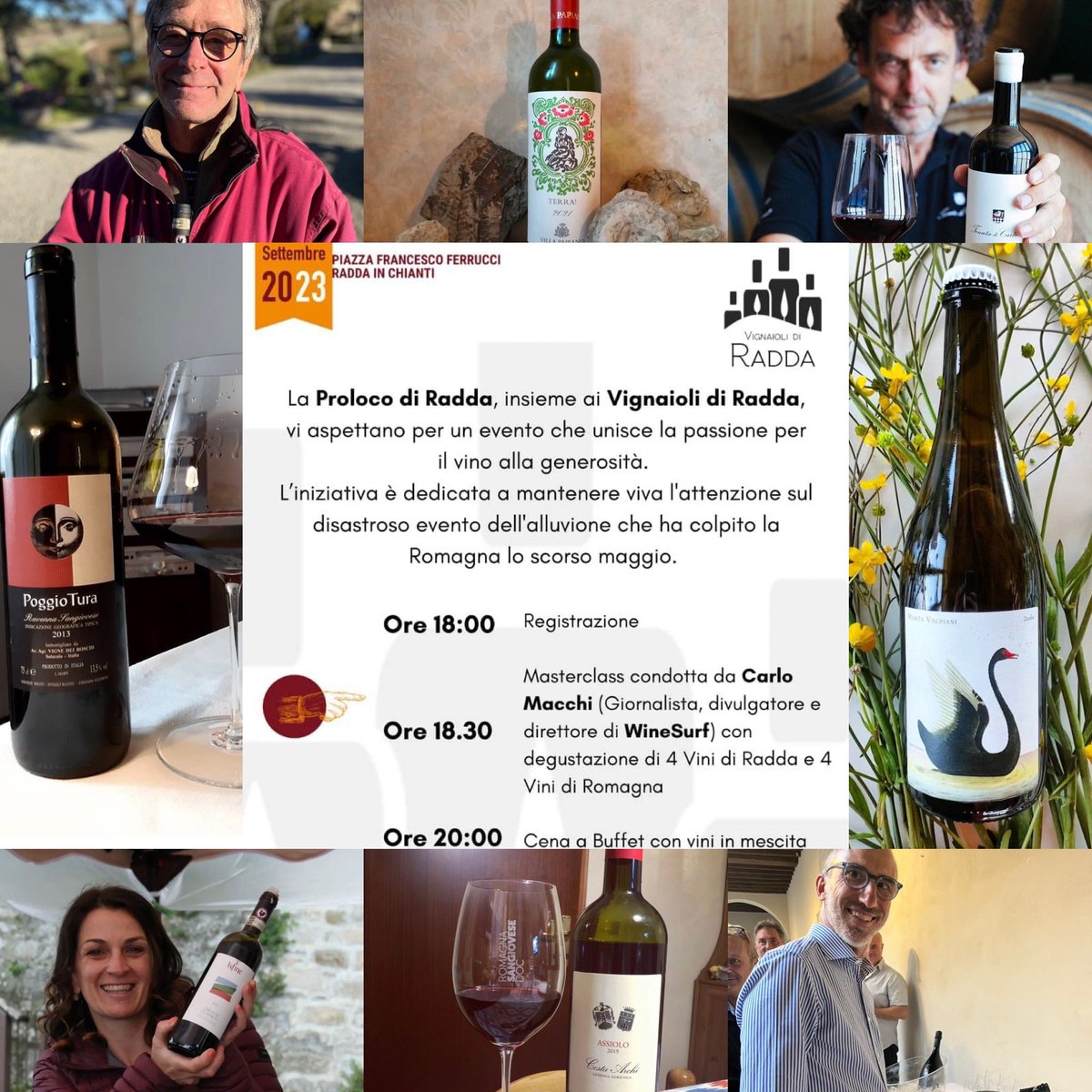 Eccolo qui il programma completo dell’evento benefico “Sorsi di Solidarietà” #RaddaperlaRomagna di sabato 2 settembre.

#vignaiolidiradda #wine #Romagna 
Info e prenotazioni 

raddanelbicchiere.net/radda-per-la-r…