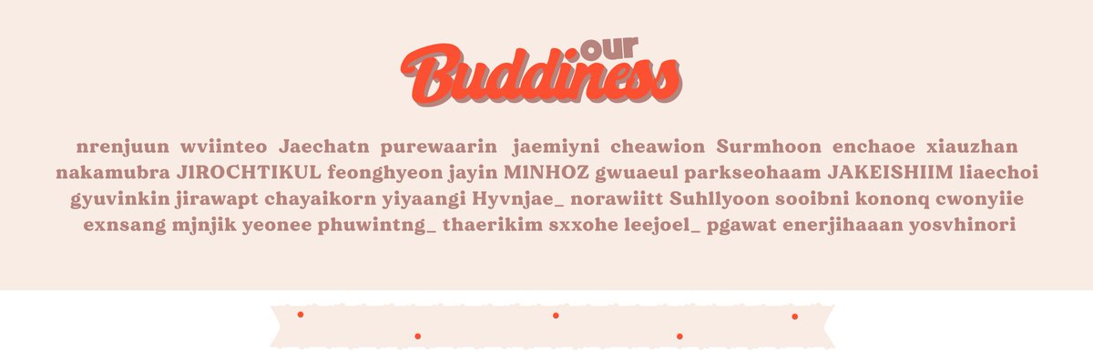 OurBuddiness's tweet photo. please use the attribute to join our farewell party.

display name: Buddies, (OC name).
dress code: bebas
ava: https://t.co/ZsvLd48VEz
header: https://t.co/jy4cE1F3jr