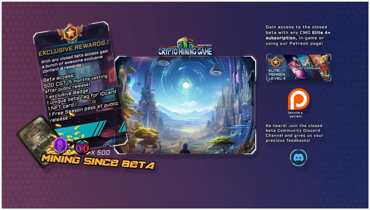 🚀 CMG 3, Giveaway!🔥 

To celebrate CMG 3 Closed Beta release...

3 Beta Access Codes to win!
(500 CGT and many Game Rewards)

To enter: 
1⃣ Follow <a href="/CMG_network/">Crypto Mining Game</a>
2⃣ ❤️Like &amp; 🔁RT 
3⃣Tag 2 friends in the comments!

Draw on 4th, September!   #NFTCommunity