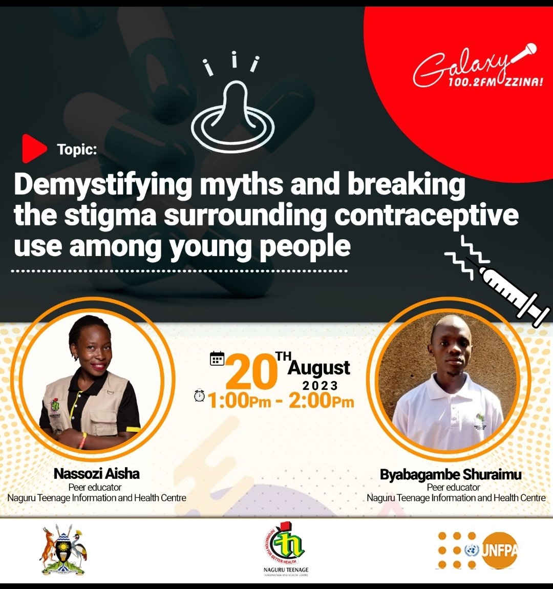 Join us as we discuss the myths around the contraceptives and the benefits we get while using them.
Tune in @GalaxyFMUg
#LiveYourDreamUG
#NTIHCLive