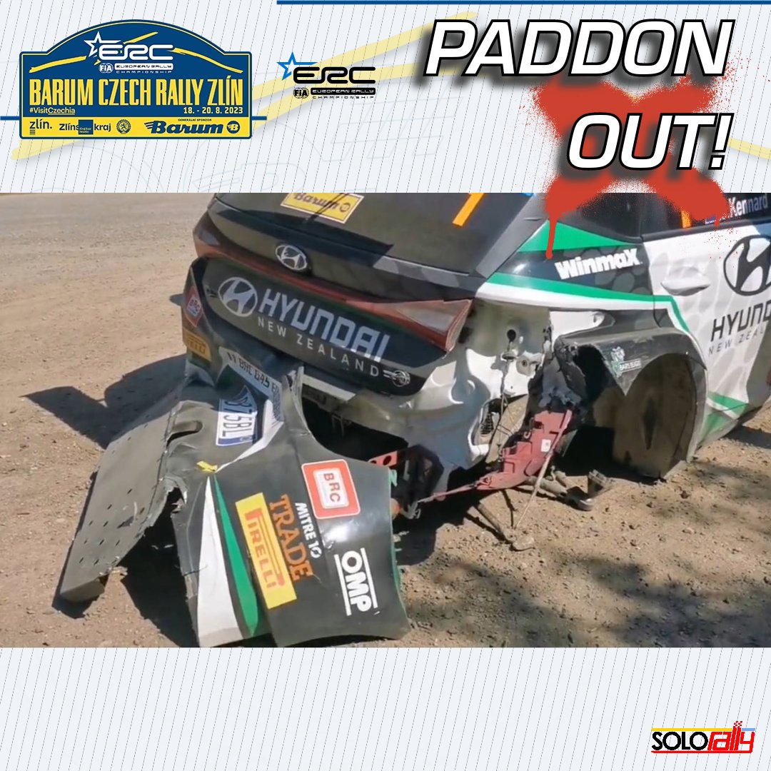 _SoloRally's tweet photo. Hayden Paddon y John Kennard abandonan en Barum Czech Rally Zlín tras sufrir un pequeño percance en el TC10 Halenkovice.
Ocupaban la 5ª plaza de la general y si hubieran terminado en esta posición matemáticamente serían campeones del ERC 2023.
#SoloRally https://t.co/E9rcSCwuHu