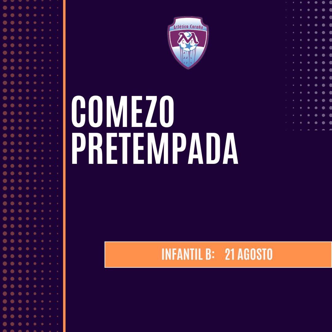 AtlCorunaMonta's tweet photo. 🟣 CANTEIRA | FÚTBOL - 11

📝 Mañá tres equipos máis do noso club comezan a pretempada 23/24. Animo Cadete C e Infantil B.💜⚽️ https://t.co/qirPAXnorE