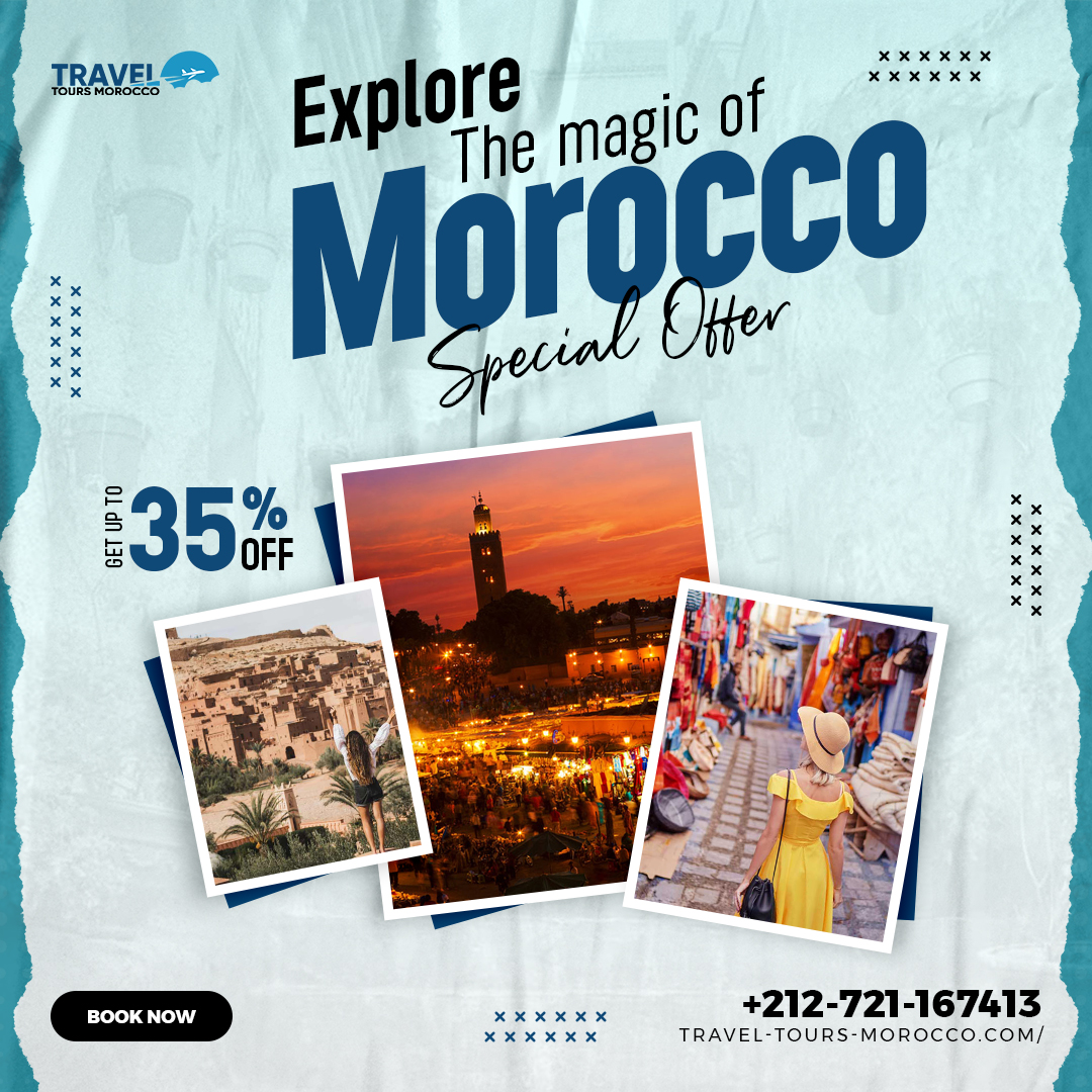 That's Your Chance To Explore The Magic Of Morocco With Our Expert Travel Agency! 🛩️🇲🇦

🌍✈️ Travel Tours Morocco Agency | Explore Morocco with Us! 🐪🌴

💌 Book Your Dream Trip Now! 📞
💻 travel-tours-morocco.com
💻 visit-maghreb.com

#Travel #Morocco #nature #adventure