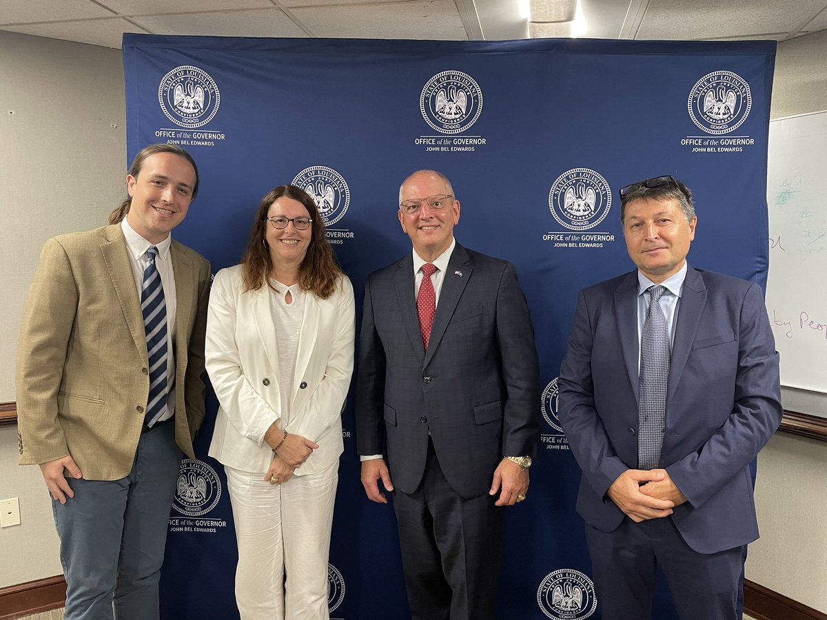 We were happy to meet with Governor John Bel Edwards @LouisianaGov and French Consul @BerasNathalie yesterday to discuss France/Louisiana partnerships in energy, environment, media, and the French language.

#DéfendonsLaLouisiane #IcitteOnParleFrançais #TéléLouToutPartout