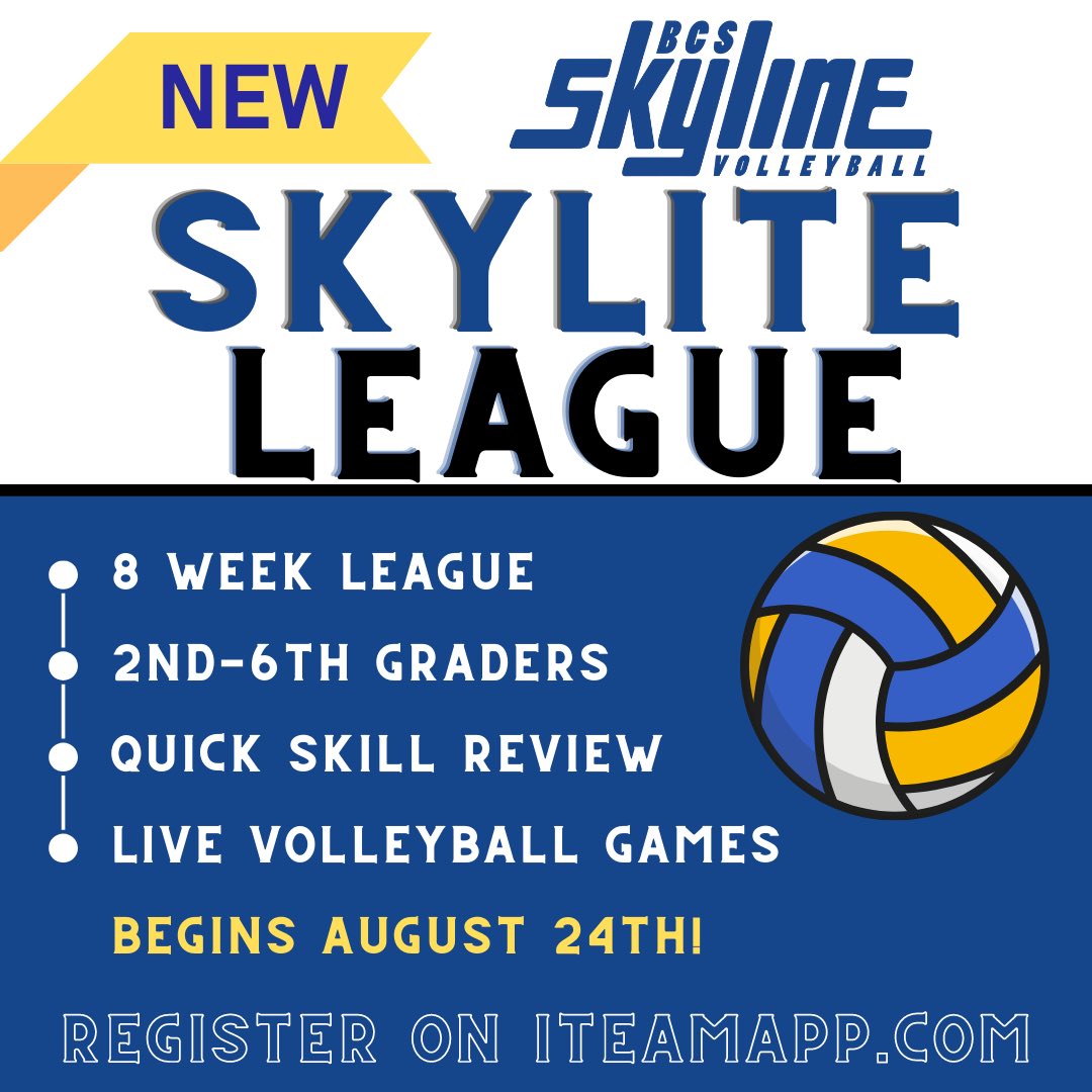 Registration is open for this brand new league! Train with a coach and compete each day! There are two different league times for 2nd -4th grades and 5th and 6th grades! Register soon to secure your spot! Let’s compete! #outwork #weareskyline