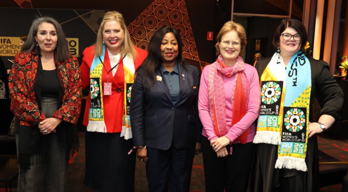 Fatma Samoura (@fatma_samoura) on Twitter photo Always a privilege to welcome <a href="/sagovau/">SA Government</a> Governor Frances Adamson AC, Ministers <a href="/ZoeBettisonMP/">Zoe Bettison MP</a> & <a href="/KatrineHildyard/">Katrine Hildyard MP</a>, and <a href="/moroccoinaussie/">Morocco in Australia</a> Ambassador Wassane Zailachi on another exciting <a href="/FIFAWWC/">FIFA Women's World Cup</a> night. A huge thank you for your dedication to promoting ๐บโฝ๏ธ.
#FIFAWWC #BeyondGreatness Always a privilege to welcome <a href="/sagovau/">SA Government</a> Governor Frances Adamson AC, Ministers <a href="/ZoeBettisonMP/">Zoe Bettison MP</a> & <a href="/KatrineHildyard/">Katrine Hildyard MP</a>, and <a href="/moroccoinaussie/">Morocco in Australia</a> Ambassador Wassane Zailachi on another exciting <a href="/FIFAWWC/">FIFA Women's World Cup</a> night. A huge thank you for your dedication to promoting ๐บโฝ๏ธ.
#FIFAWWC #BeyondGreatness