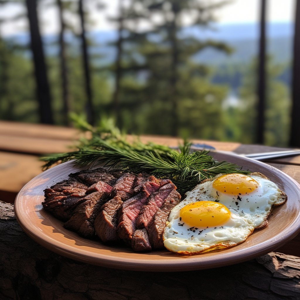 The best breakfast on the planet is steak and eggs.

100 grams of a striploin steak is 194 calories while giving you 28 grams of protein.

It also contains micronutrients such as creatine, iron, zinc, selenium, riboflavin, niacin, vitamin B6, vitamin B12, phosphorus,