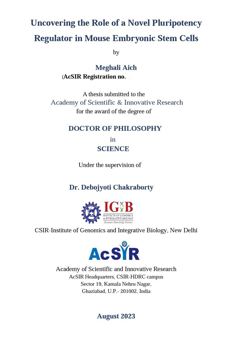 *Late post*
What's the most significant thing you've done in your PhD?
Me- I submitted my thesis from a whole different continent. 

Immensely proud and grateful to have worked with @Debojyoti_C and @souvik_csir in this special journey.
@IGIBSocial