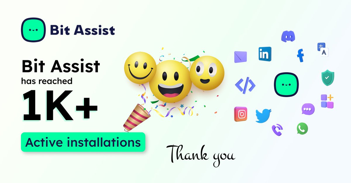 bit_apps's tweet image. We are thrilled to announce that "Bit Assist" has reached an important milestone with over 1000 active installations in official WP repository!
Free version: wordpress.org/plugins/bit-as…
#Chat #MessengerChat #Telegram #WhatsAppChat