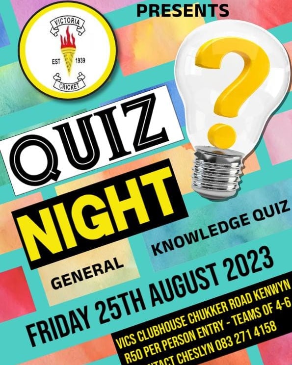 Lets Get Those Brains Up And Pumping.

Dust Off The Winter Blues At Our Quiz Night 25th Of August.

Contact Cheslyn Lodewyk To Book Your Team. Lets Test Your General Knowledge 🤔😏🧐