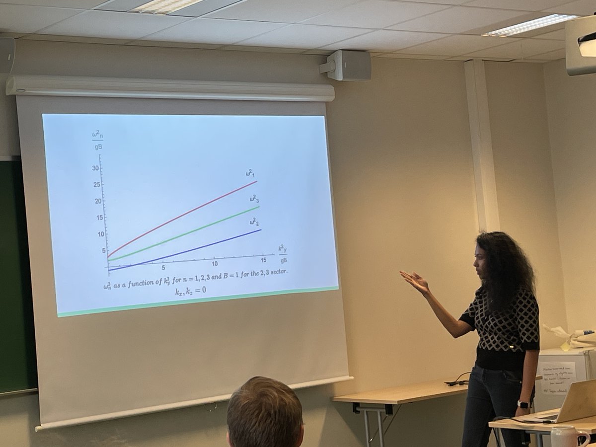 rothkopfAK's tweet photo. Next up at #NPACT2023 @UiB: our @UiSIMF @UniStavanger PhD student Divya Geetha presenting her work (w/ A. Tranberg) on instabilities in non-Abelian gauge theories. New insights into the extremely fast dynamics in the early moments of a #heavyion collision. @forskningsradet https://t.co/7AGZcaMNNx