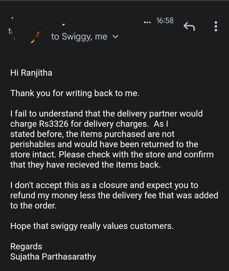 JanardhanSB's tweet photo. SWIGGY INDIA customer care seems to be a  "no customer care".  Last 10 days was nightmare trying to get them to understand a situation. Still don't have a humane response. Seem to be mechanical, with no investigation and no empathy to the customer. @Swiggy https://t.co/6Mo8s5eYdE