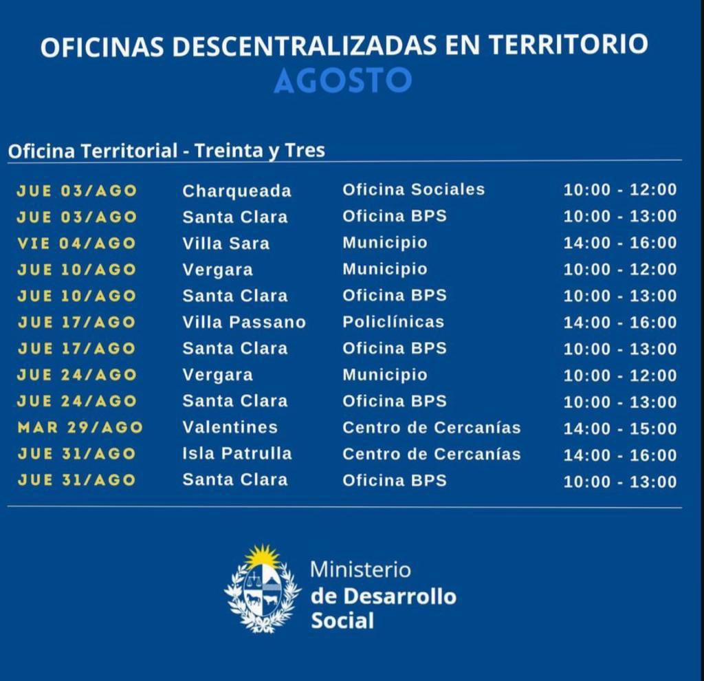 En Treinta y Tres, también recorremos todo el departamento acercando el <a href="/midesuy/">Ministerio de Desarrollo Social</a> a cada localidad. Gran orgullo este equipo.