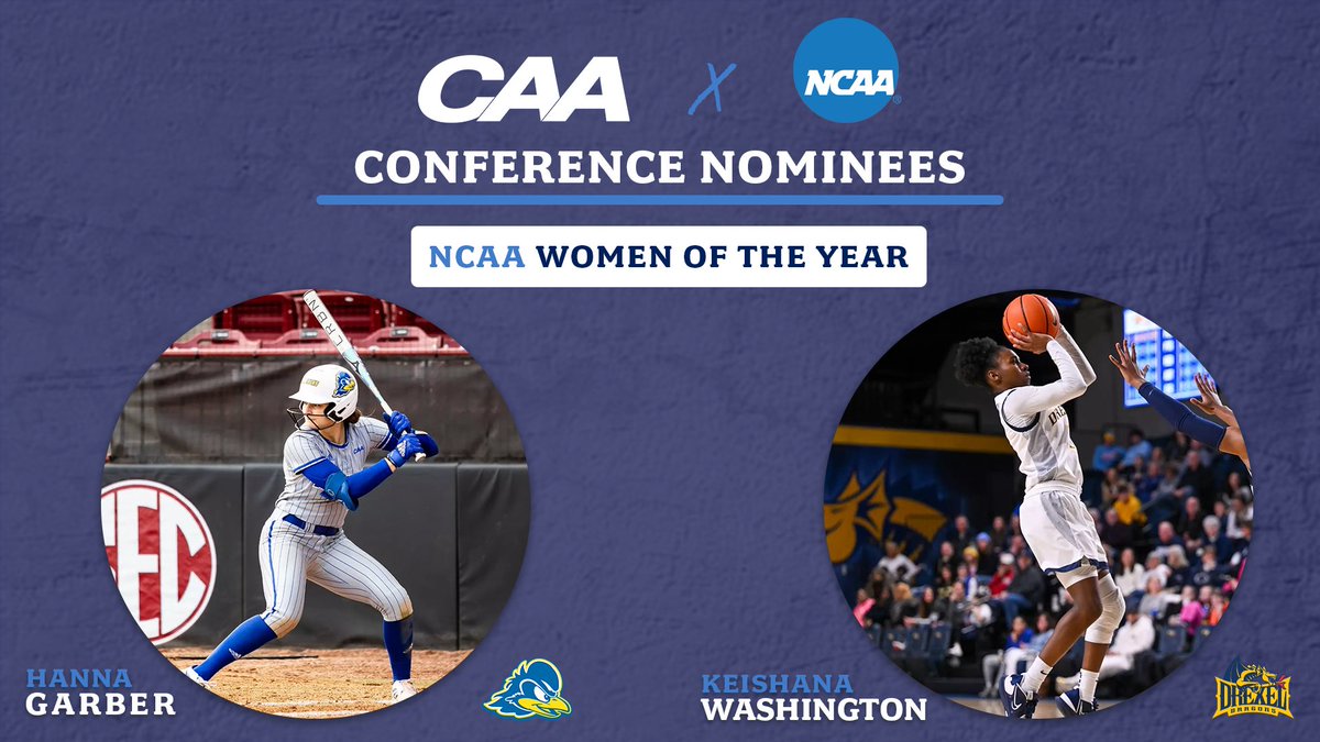 👏 <a href="/Delaware_SB/">Delaware Softball</a>'s Hanna Garber and <a href="/DrexelWBB/">Drexel Women's Basketball</a>'s Keishana Washington have been selected as the CAA representatives for the NCAA Woman of the Year award. 👏

📰 bit.ly/3YsoS6l