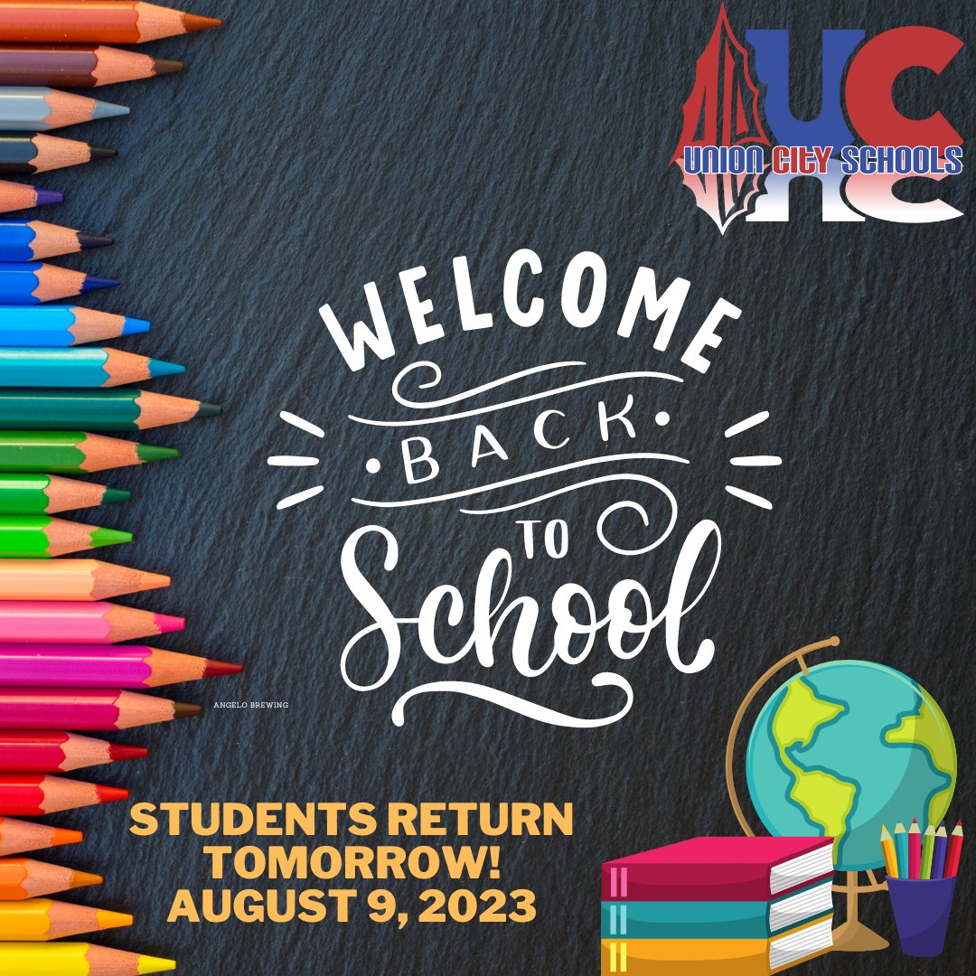 Just a reminder that all Union City students return to school tomorrow, August 9, 2023!

We are excited to see everyone!

#BeKind
#UCpride

<a href="/RescSro/">RESC_Police</a> 
<a href="/rowluke/">j✌️nes!</a> 
<a href="/nbadamstg2m/">Neal Adams - Ed.S</a> 
<a href="/UC_Athletics/">UC Indians</a> 
<a href="/UC_Principal/">UC Principal</a>