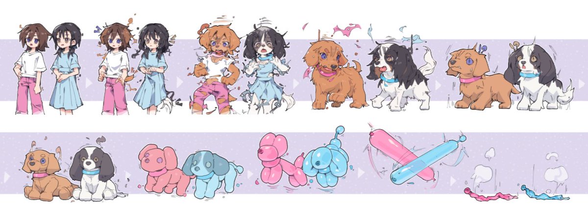 bis_maki's tweet photo. Skebにて依頼をいただいたものです！(画質1/4ver)
二人　犬化　ぬいぐるみ化　バルーンアート化
#transfur　#強制変身　#状態変化 https://t.co/qQOBQwYjYL