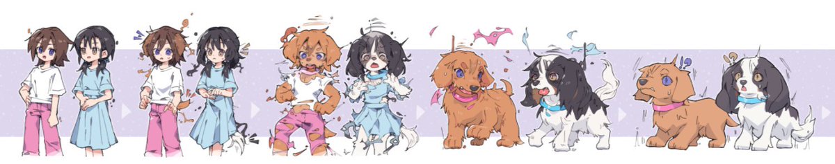 bis_maki's tweet photo. Skebにて依頼をいただいたものです！(画質1/4ver)
二人　犬化　ぬいぐるみ化　バルーンアート化
#transfur　#強制変身　#状態変化 https://t.co/qQOBQwYjYL