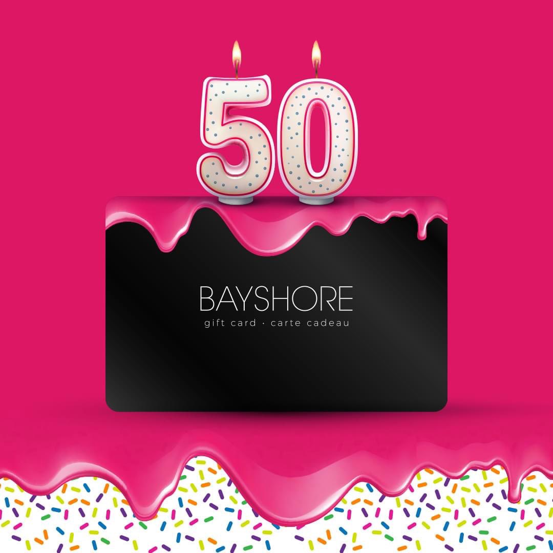 BayshoreOttawa's tweet image. Bayshore is turning 50 and it’s time to celebrate! Beginning tomorrow, purchase a $500 Bayshore #GiftCard and receive a bonus $50 Gift Card free. Plus, you’ll be entered to win another $500 Bayshore Gift Card.

Available while supplies last. Limit of 1 per person, per day.