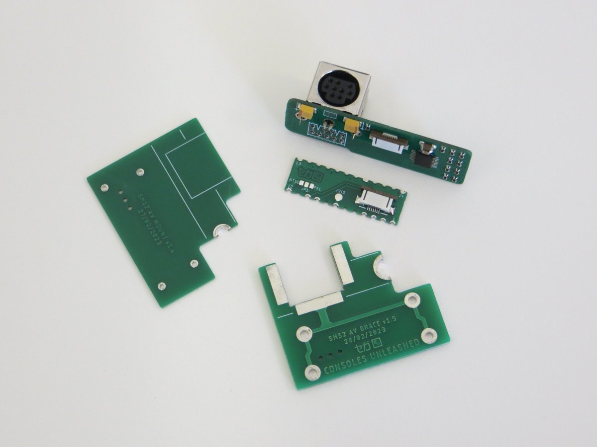ConsoleMods's tweet photo. My 62nd mod release is here. Sega Master System 2 RGB Video Bypass Amp Quick Solder Mod Kit. As far as I can tell, this is the first active no wire mod for SMS2. It's a work of art that I put so much passion & time into. CXA done, Fujitsu QSB adapter will follow. #SmallMakers https://t.co/NtiEEMbWrO