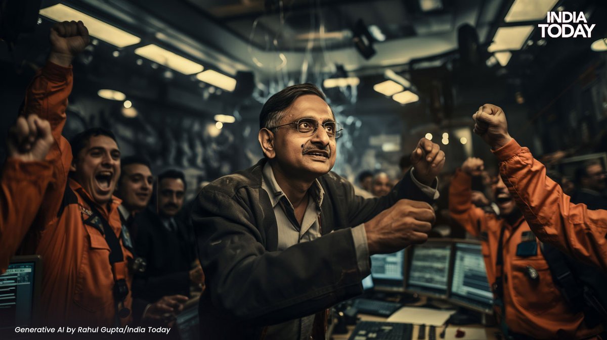 IndiaToday's tweet photo. In a moving tribute, AI imagines former president APJ Abdul Kalam, Vikram Sarabhai, and Satish Dhawan rejoicing as Chandrayaan-3 lands on the Moon. These images showcase the legacies of the brilliant scientists who set the foundation of the Indian space program
Courtesy: @rgrahul06 
#AIImages #Chandrayaan3 #Moon #Isro