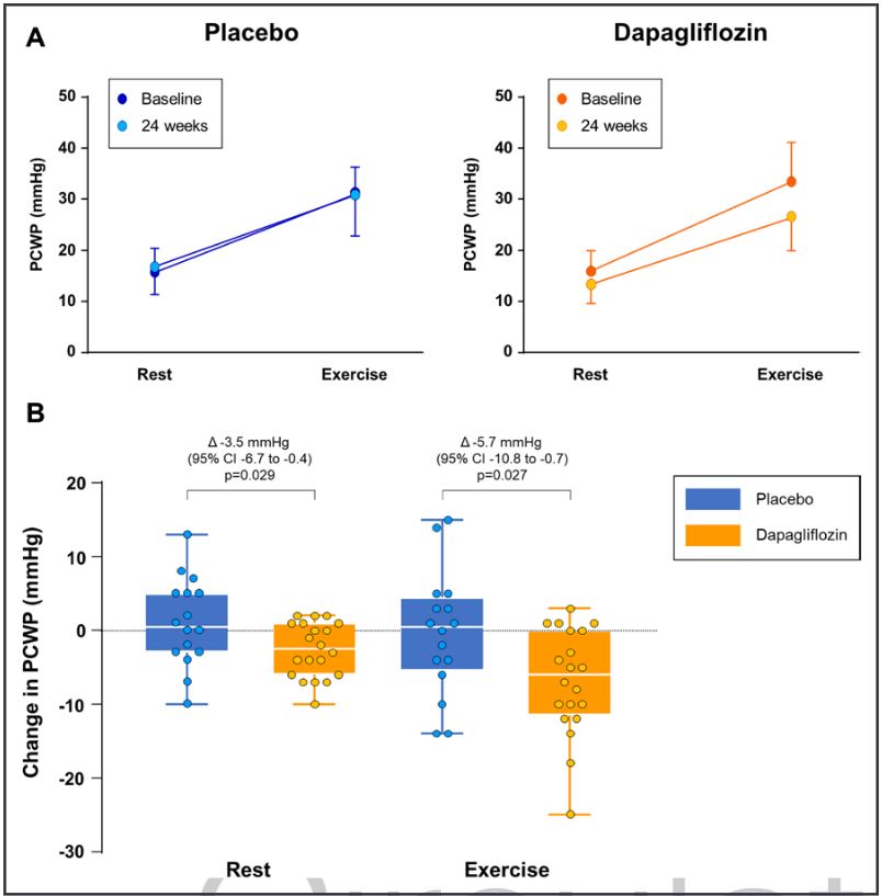 #SGLT2i's benefit in #HFpEF, but why and how? First in HFpEF! SGLT2i's effect on #PCWP by #RHC in a mechanistic randomized trial. #Dapa⬇️PCWP, improving the fundamental hemodynamic abnormality underlying HFpEF. @CircAHA @MayoClinic @yreddyhf #Borlaugslab ahajournals.org/doi/10.1161/CI…