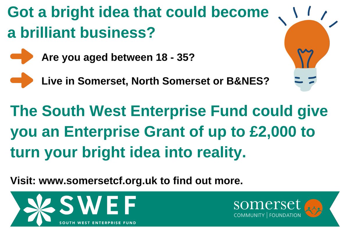 ✨ Could a grant help you, or someone you know who is 35 or under? 👉 *Enterprise Grants* are for young people to launch their business idea or develop their business if it has been running for under 2 years. 💷 Grants up to £2K 💡 Apply here: tinyurl.com/SWEFENT23