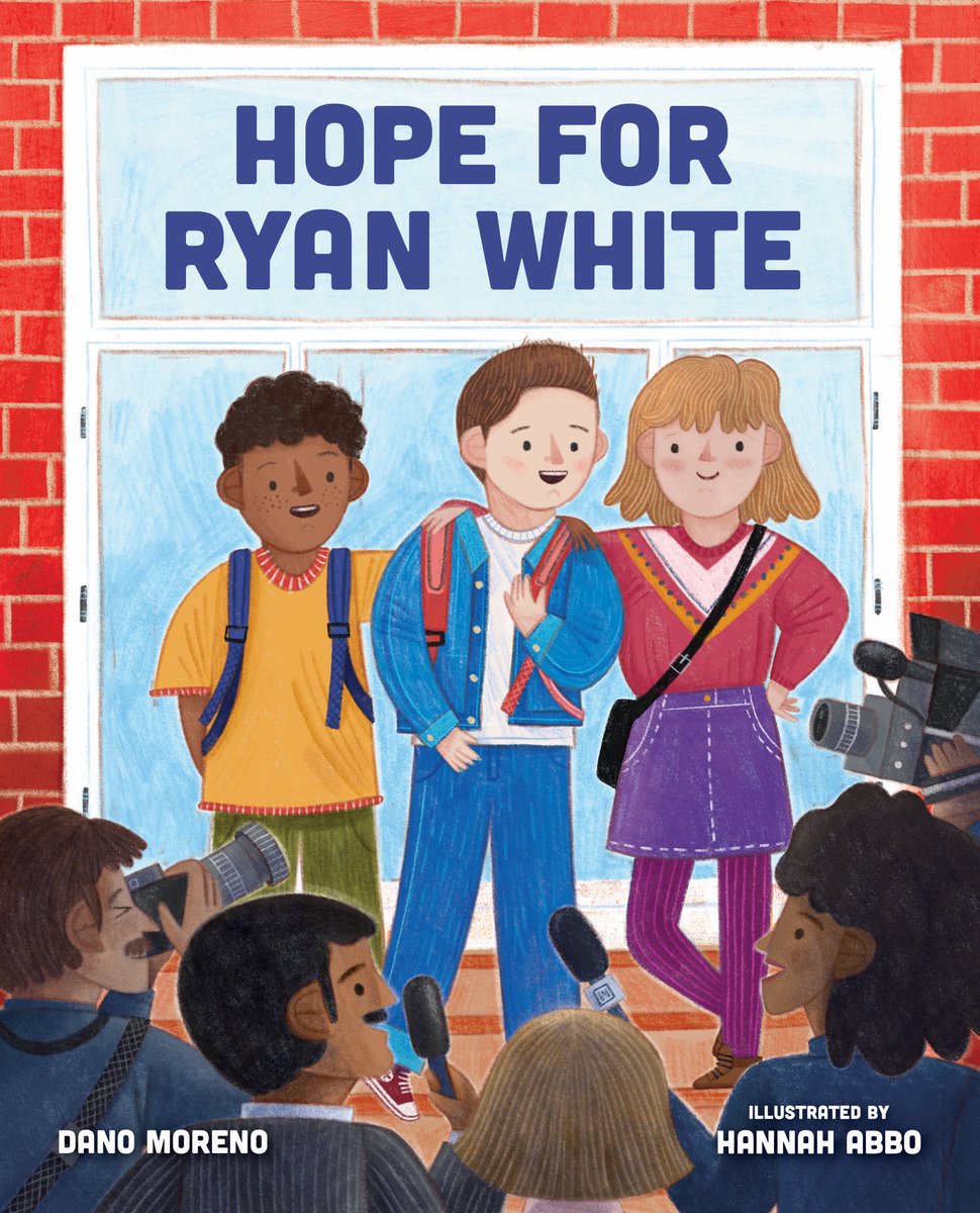 📸 This photo inspired the cover of Hope for Ryan White, illustrated by Hannah Abbo. 🔄 The traditional power dynamic between children & adults is flipped. Ryan is surrounded by adults who are eager to hear what he has to say. 🎤 Learn more @ tinyurl.com/yttjwzcy