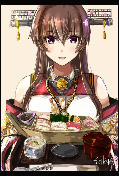 大和さんの進水日は提督セットで祝いたい。 #艦これ版深夜の真剣お絵描き60分一本勝負 #艦これ版真剣お絵描き60分一本勝負_20230808  #大和生誕祭2023