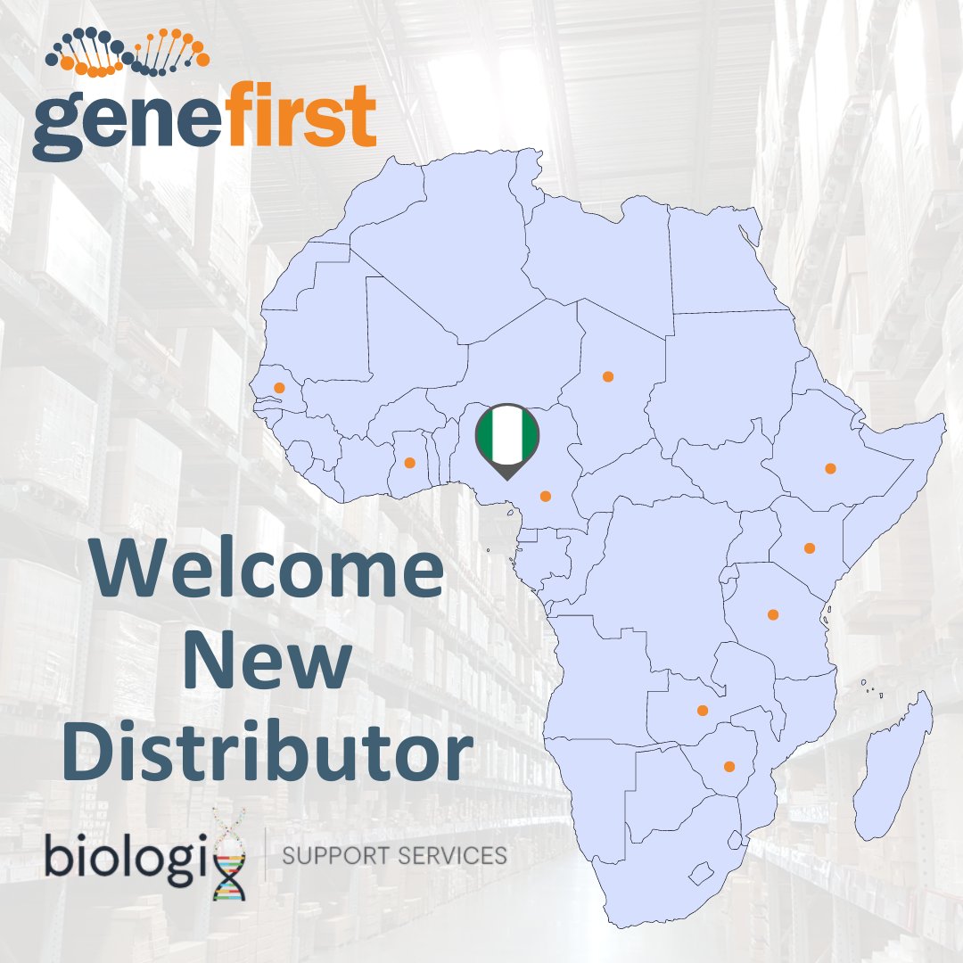 Welcome to Biologix Support Services - our first distributor in Africa! Covering: Nigeria, Ghana, Senegal, Cameroon, Chad, Kenya, Tanzania, Ethiopia, Zimbabwe and Zambia.

If you are interested in becoming a distributor, contact us - sales@genefirst.com

#genefirst #distributors