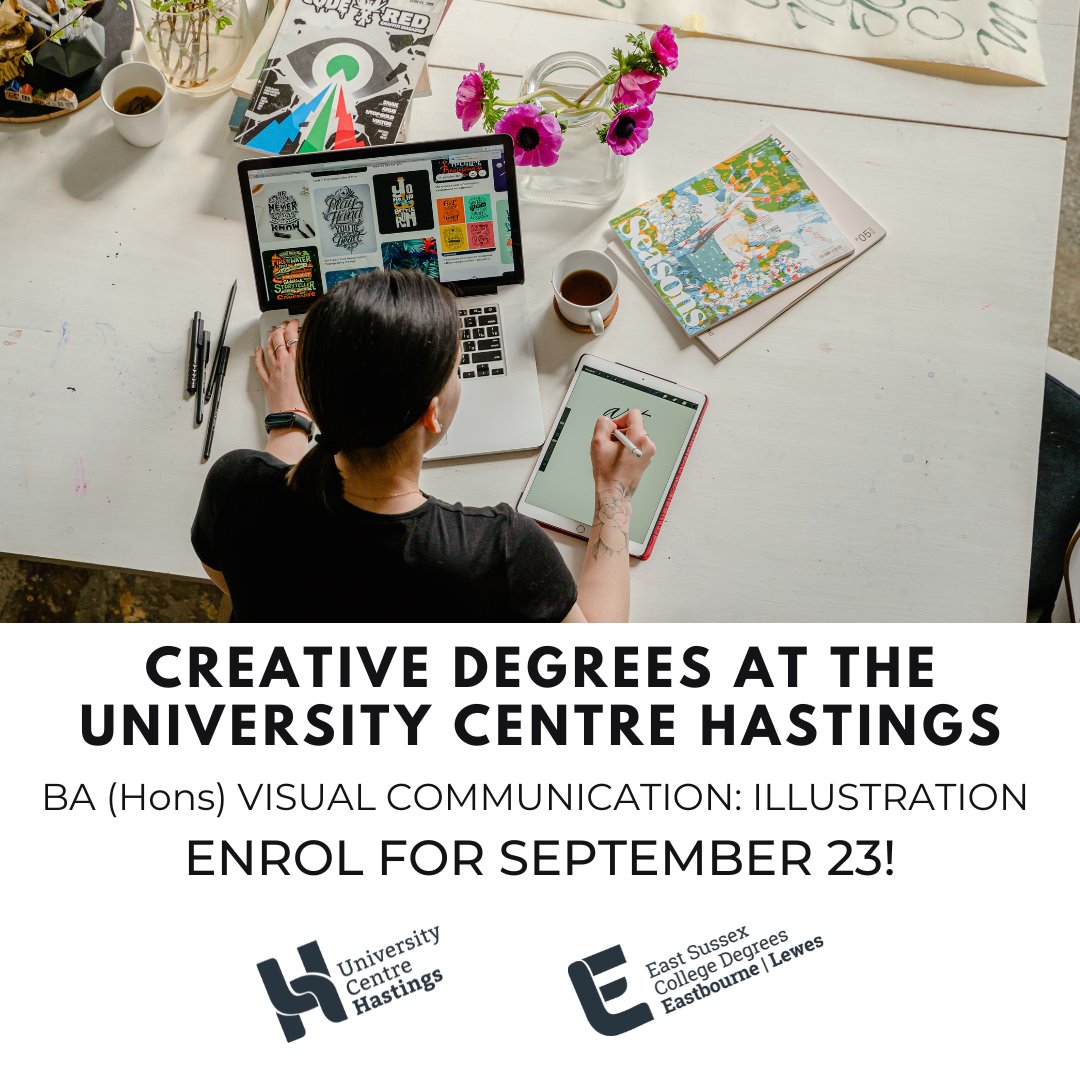 _ESC_UC's tweet photo. Calling all aspiring artists, designers, and creators! Your creative journey could begin this September at University Centre Hastings. 📷

Enquire at helloHE@escg.ac.uk and enrol for September 2023. 📷

Learn more here: https://t.co/7lTHWjPgcL

#uni #unilife #artists #degrees https://t.co/vTp3LobHma