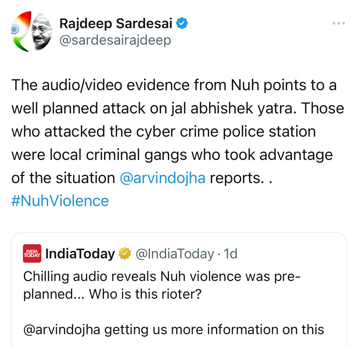 _pradeep_pandey's tweet image. राजदीप सरदेसाई के लिए ये स्वीकार करना मुश्किल हो रहा है कि दंगे की प्लानिंग करने वाले मुसलमान थे