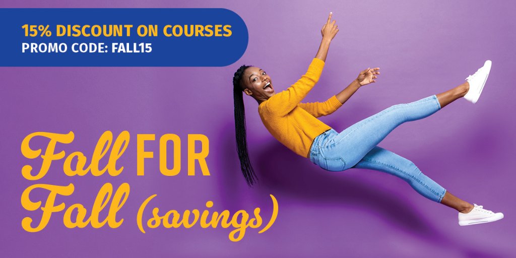 UCRExtension's tweet image. Don’t wait any longer to create more options for your future. Make it happen by taking charge of your future and using promo code FALL15 for 15% off courses. Enroll now! Offer ends August 28.

#FALL15 #promo #ucrextension