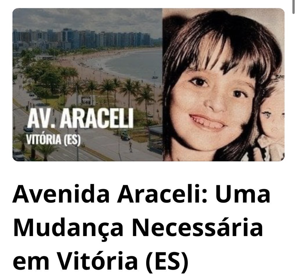 ALETA DE GATILHO
(change.org/p/vitoriaonlin… ) estarei falando sobre isso aqui de novo. acredito que é uma causa de extrema importância que afeta diretamente TODAS as crianças e mulheres desse estado. tirem isso da bolha?!!