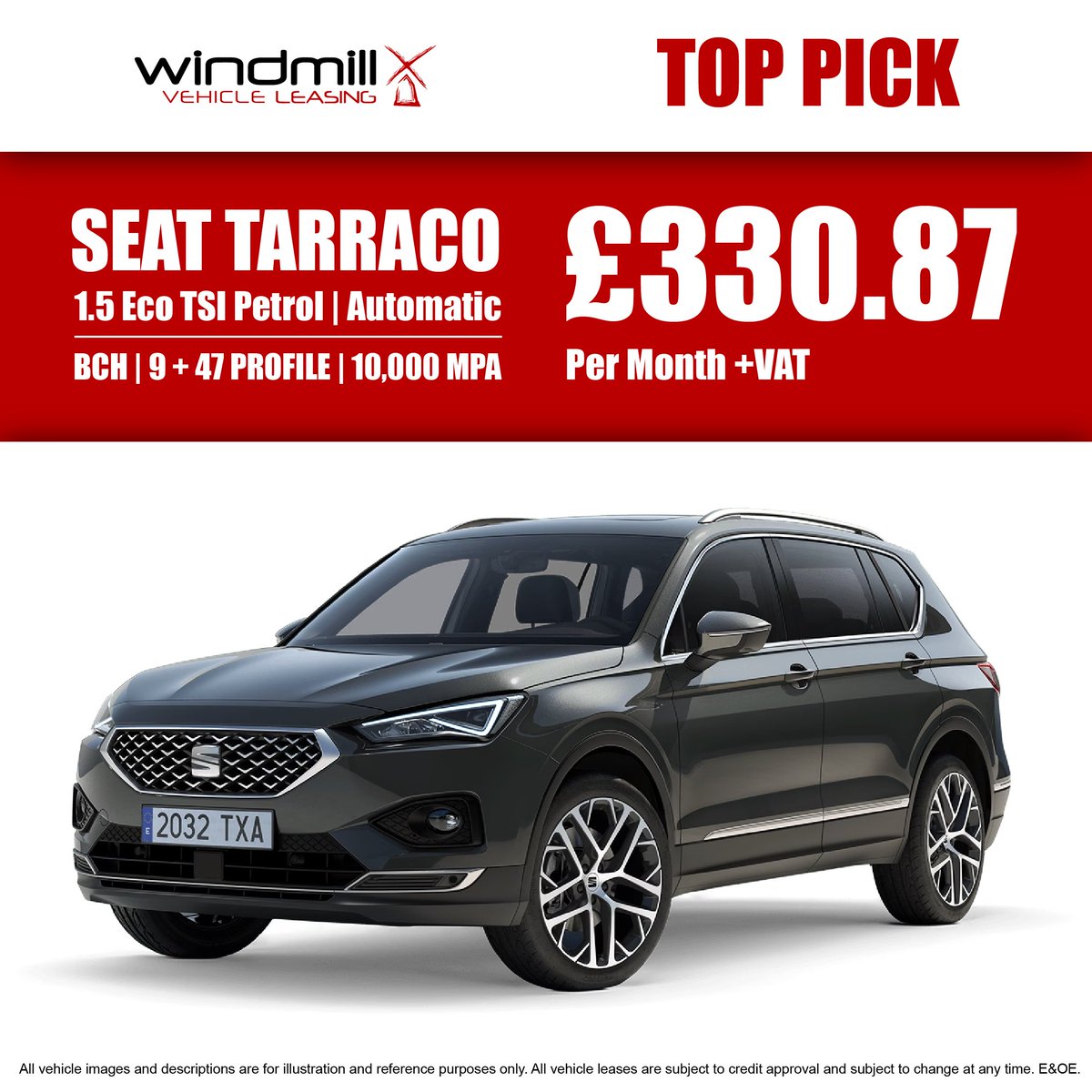 WindmillLeasing's tweet image. Order your brand new Seat Tarraco for only £330.87 today! 

⚫ Business Contract Hire
⚫ 9 + 47 profile
⚫ 10,000 mpa

Call 01527 571610 to speak to one of the team