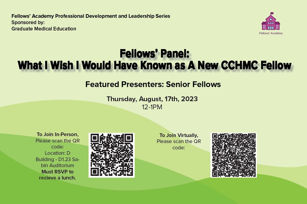 Join us on 8/17 as we listen to our senior fellows impart wisdom and learned lessons from the their fellowship experience. See you there!
