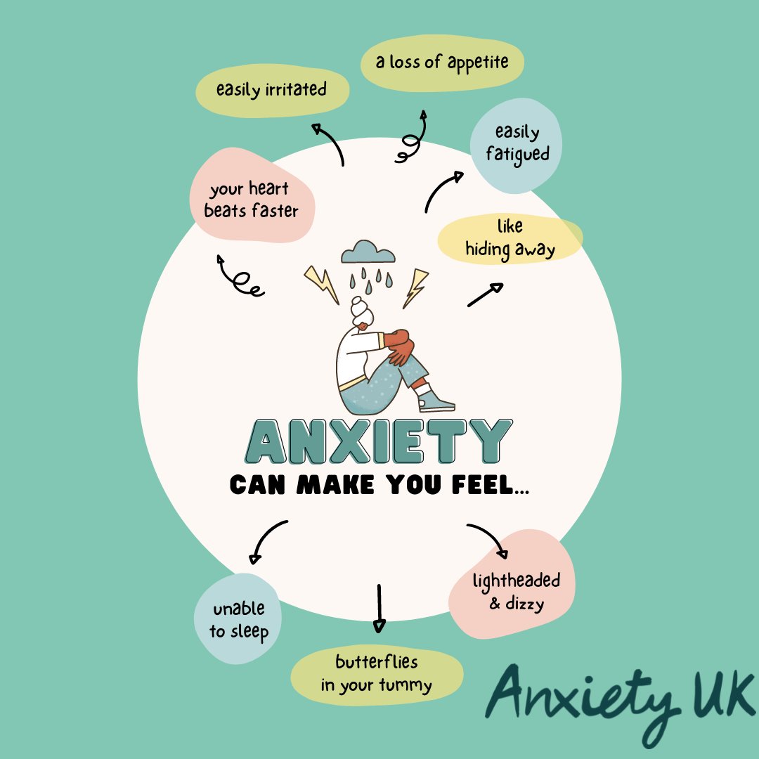 Anxiety causes very real physical and psychological symptoms. 
If you need help with #anxiety, give us a call: 03444 775 774