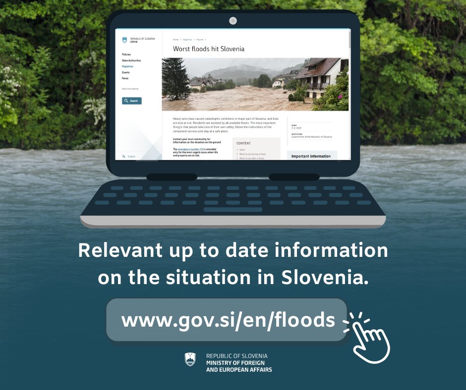 MZEZ_RS's tweet photo. ‼️ @govSlovenia 🇸🇮 has in view of the recent massive floods in the country set up an English website with relevant information for foreign nationals in Slovenia 👉 https://t.co/UzgHg6lh5D

More news by @STA_English here 👉https://t.co/HxvD8bqAj1 https://t.co/3yQS5tzAbv
