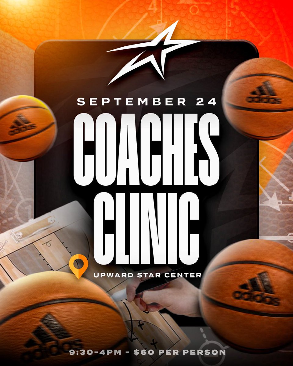 UStarsse's tweet photo. ↗️✨ Coaches Clinic

📆 September 24
📍 Upward Star Center

📝 High Level Speakers
🏀 Classroom &amp; On-Court Sessions
🥪 Lunch Included

Registration⬇️
https://t.co/Leem9u1Sao https://t.co/1bTulyJEIs
