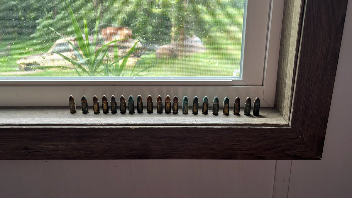 hellpostin's tweet photo. yall i found some old ass 9x19 rounds what should i do with them (20+ years old) https://t.co/oPWidVGMiO