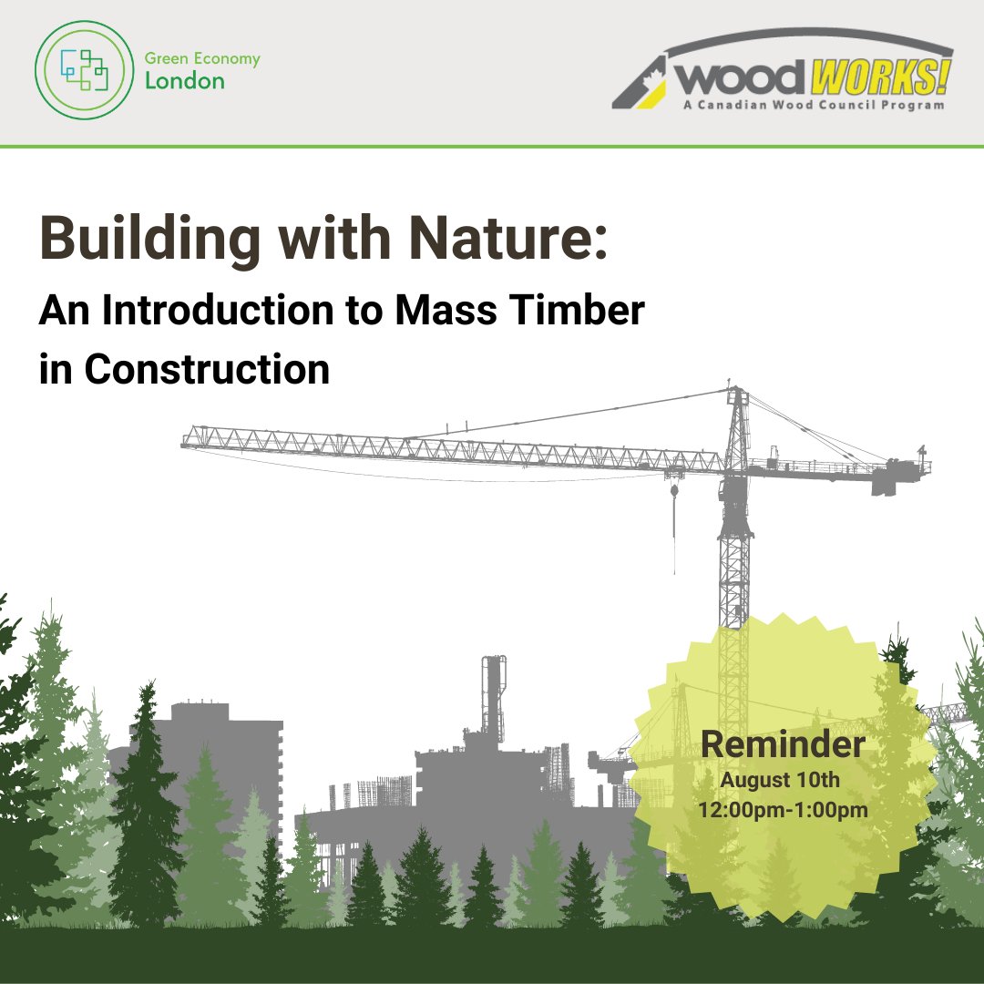 It's not too late to sign up for our 'Introduction to Mass Timber in Construction' webinar taking place this Thursday from 12PM to 1PM.🏗

Click the link to register, see you there!🌲
us02web.zoom.us/webinar/regist…

#Environment #Sustainability #builtenvironment #EmbodiedCarbon