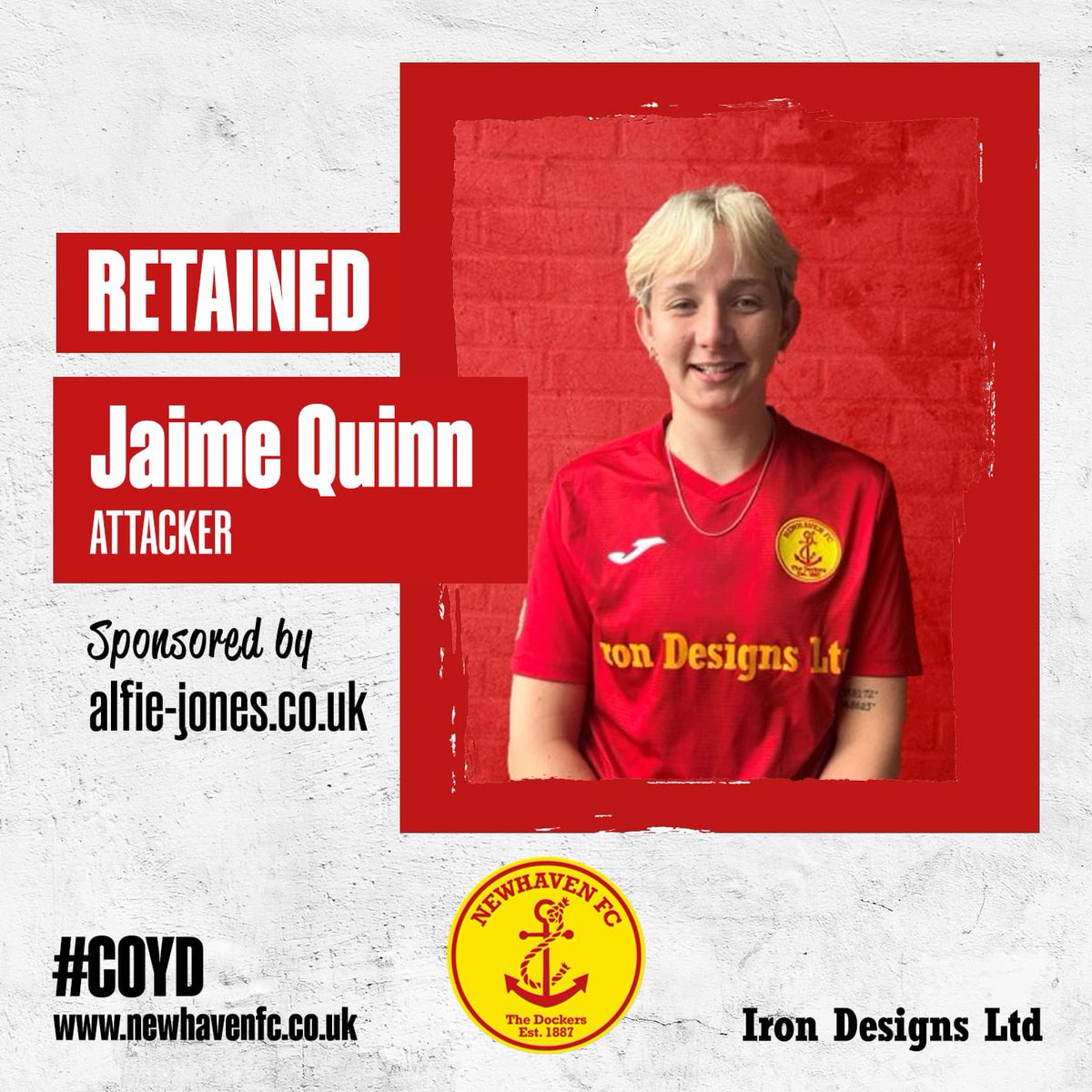 NewhavenLadies's tweet photo. 🔴🟡✍️Quinn remains a Docker!

We are delighted to announce Jaime Quinn has put pen to paper for another season. 

We are looking forward to seeing Jaime kick on from an impressive first season at the Trafalgar Ground!

#COYD @Jaimequinnx https://t.co/m8xKkyglCJ