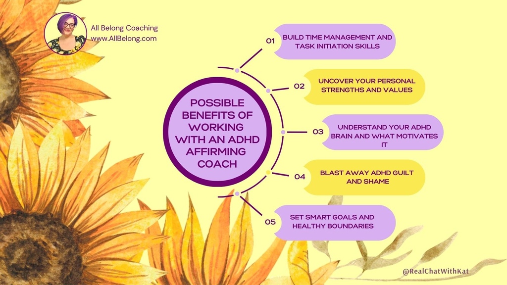 Possible Benefits Of Working With An ADHD Affirming Coach ⁠ 🌻 Schedule a FREE 20 minute discovery session with me today HERE ↣ calendly.com/realchatwithka…⁠ ⁠ ⁠ #ADHD #adhdcommunity #adhdlife #adhdawareness #realchatwithkat #adhdcoach