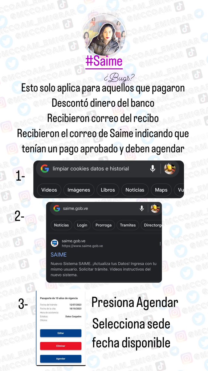 mccoam's tweet photo. @VenezuelaSaime #Bugsaime #Saime #Saimecontigo aparente el ciclo de agendar / eliminada / agendar / eliminada se superó o fueron los Tips a ensayo y error lo que nos llevó a superarlo. https://t.co/QCttvwXHL3