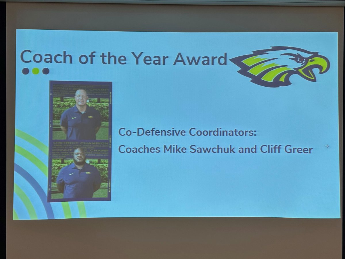 naplesfootball's tweet photo. Congratulations to Co-Defensive Coordinators Cliff Greer and Mike Sawchuk for being selected as Coaches of the Year! #NaplesFootball #NaplesDefense https://t.co/hgY9Jz5bMC