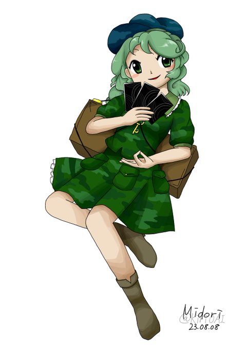 「camouflage green hair」 illustration images(Latest)